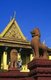 Cambodia: Singha or mythical lions guard Wat Phnom, Phnom Penh